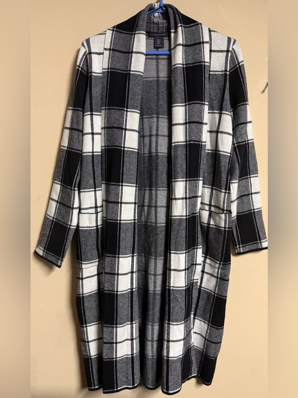 Tahari Plaid Long Cardigan
Size Large